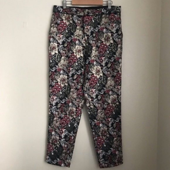 New Anthropologie Maeve Black Jacquard Pants Sz 8 - Picture 3 of 8